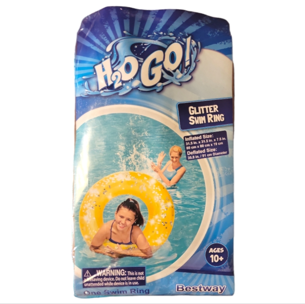 1 NWT H2o Go Glitter Swim Ring (Gold) Float, Inner Tube 10+